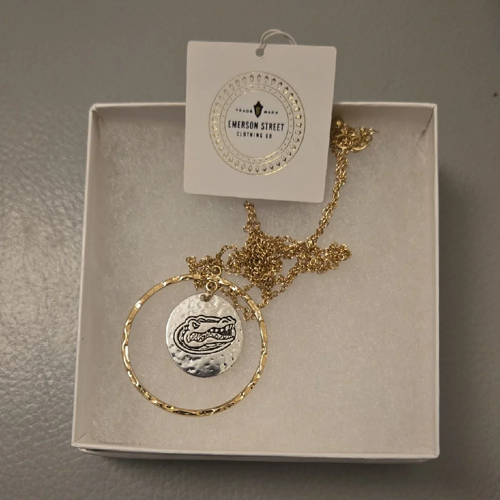 Gator Gold and Silver Pendant long Necklace - Picture 1 of 3